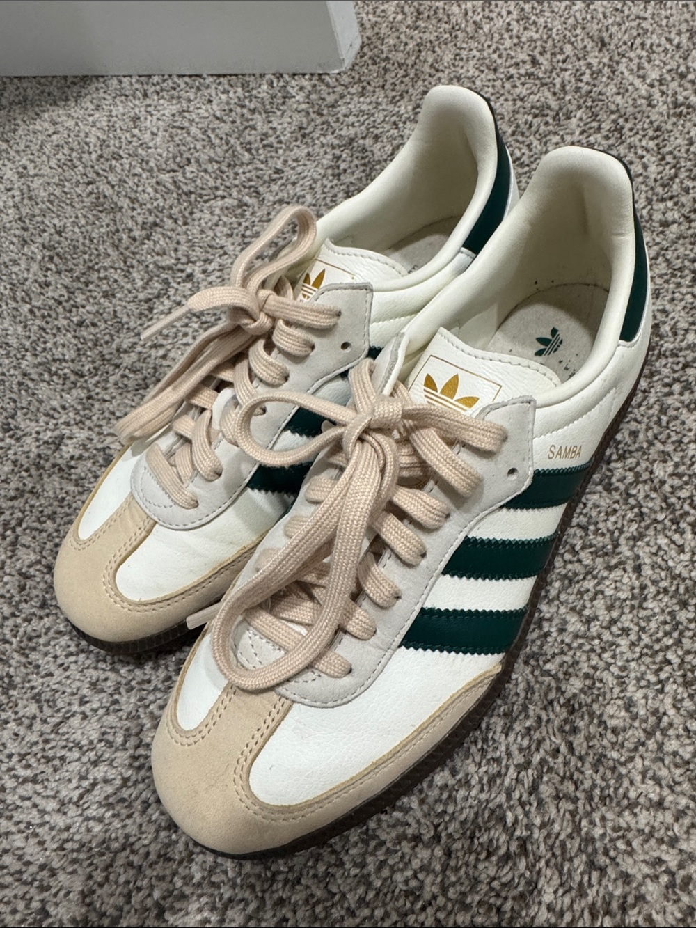 adidas Samba Retro Sneakers in White, Green & Beige